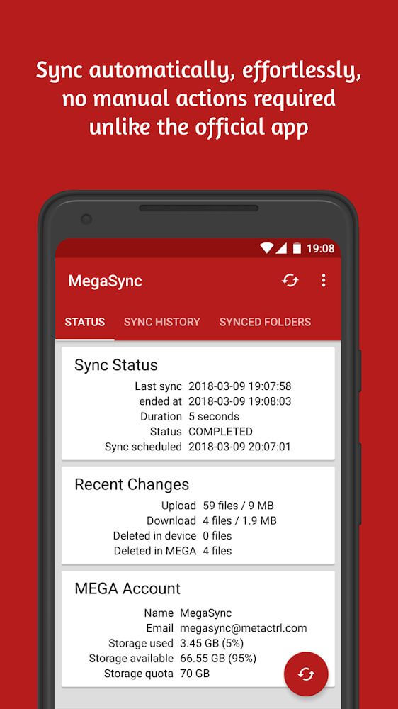Autosync for MEGA – MegaSync Mod 6.0.6 APK feature