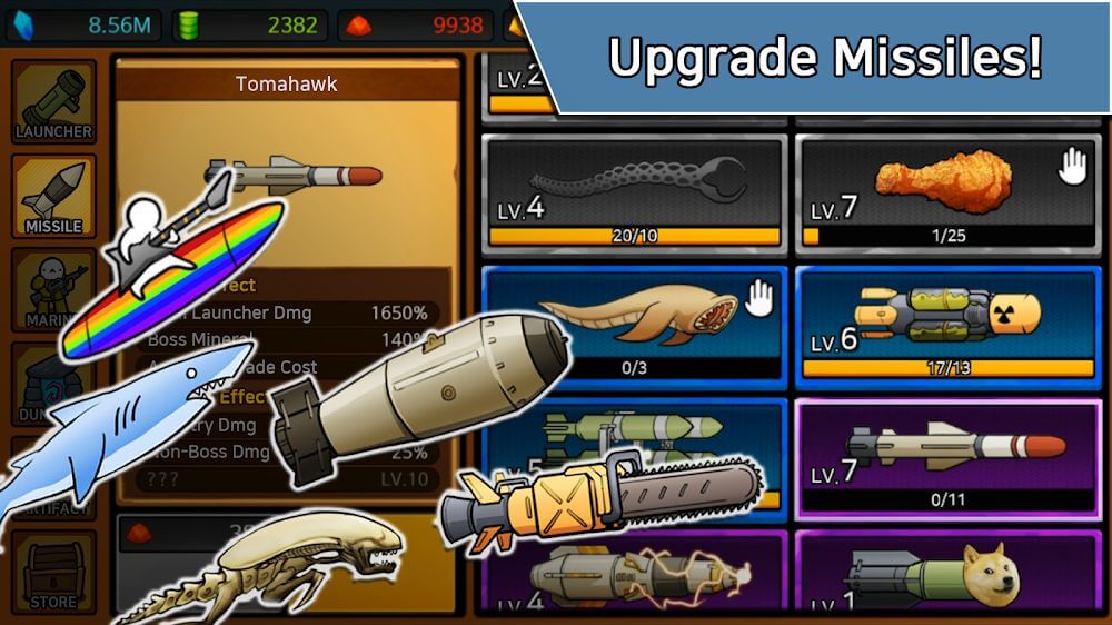 Missile Dude RPG Mod 99 APK feature