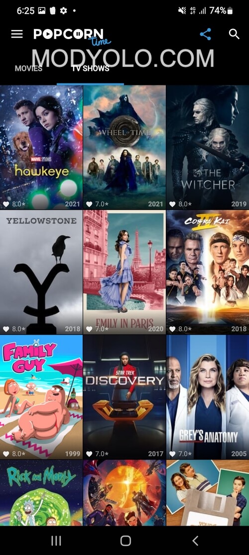 Popcorn Time Mod 3.6.10 APK for Android Screenshot 1