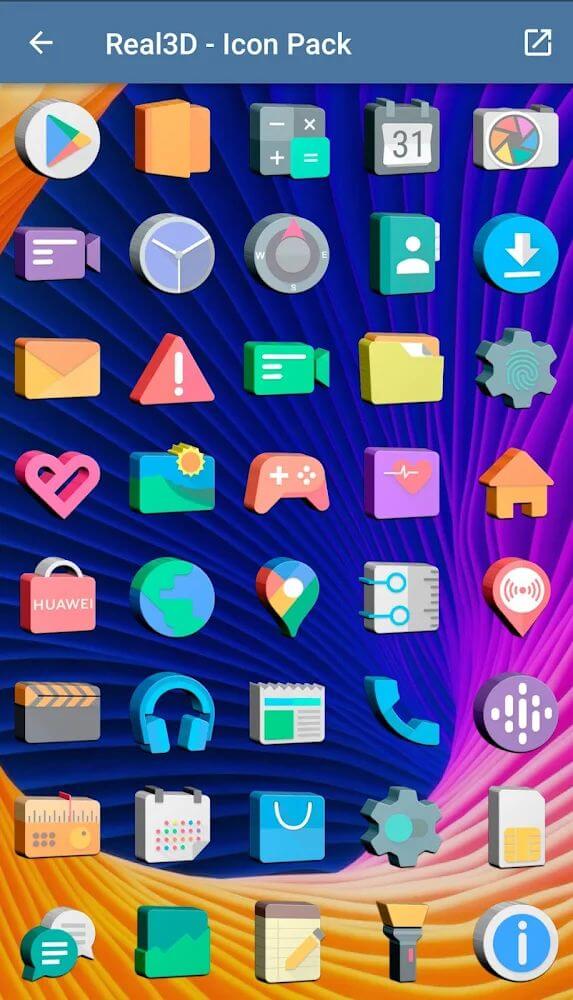 Real3D – Icon Pack 1.7 APK feature