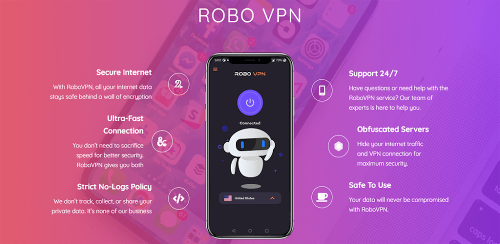 Robo VPN Pro Mod 5.17 APK feature