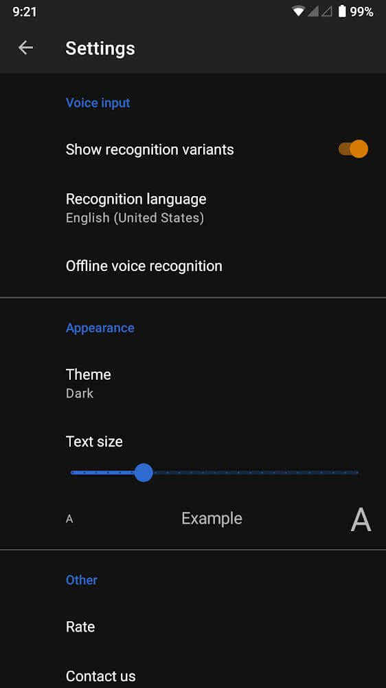 Write by voice 4.0.9 APK feature